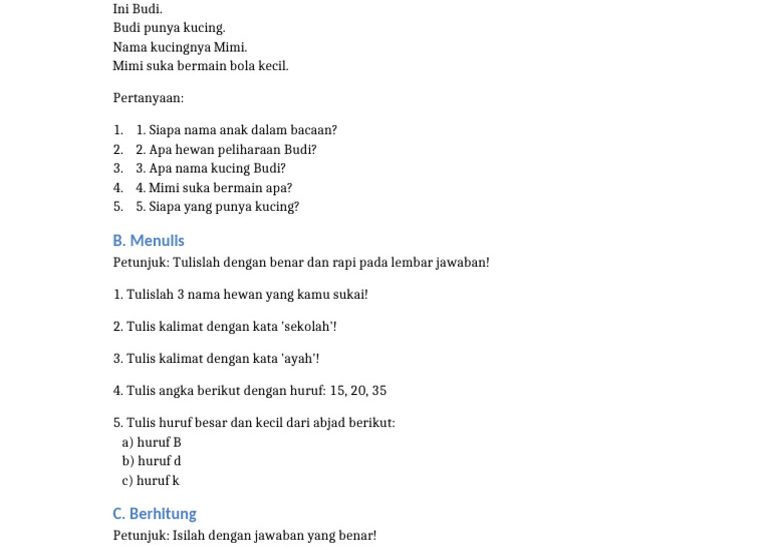 5 Rahasia Sukses Mengerjakan Soal Calistung Kelas 1 Tahap 2 Agar Anak Makin Mahir Membaca