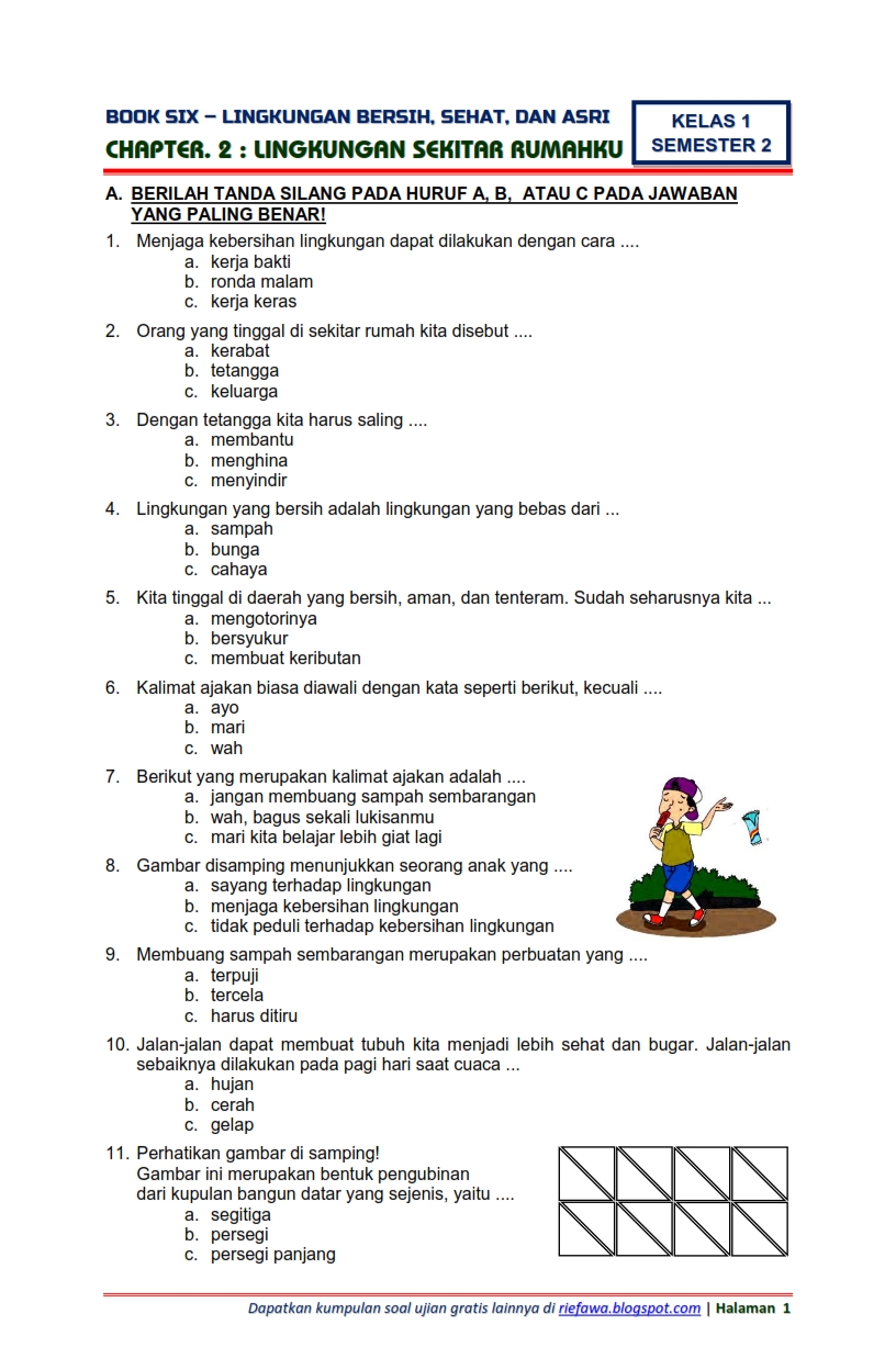 Soal Tematik Kelas 1 Sd - Piffle me