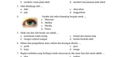 Soal Perubahan Wujud Benda Kelas 4 Sd