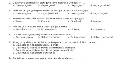 Soal Ipa Kelas 4 Dan Kunci Jawaban - Piffle me