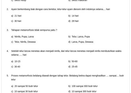contoh soal ipa kelas 4 siklus hewan level kognitif c4
