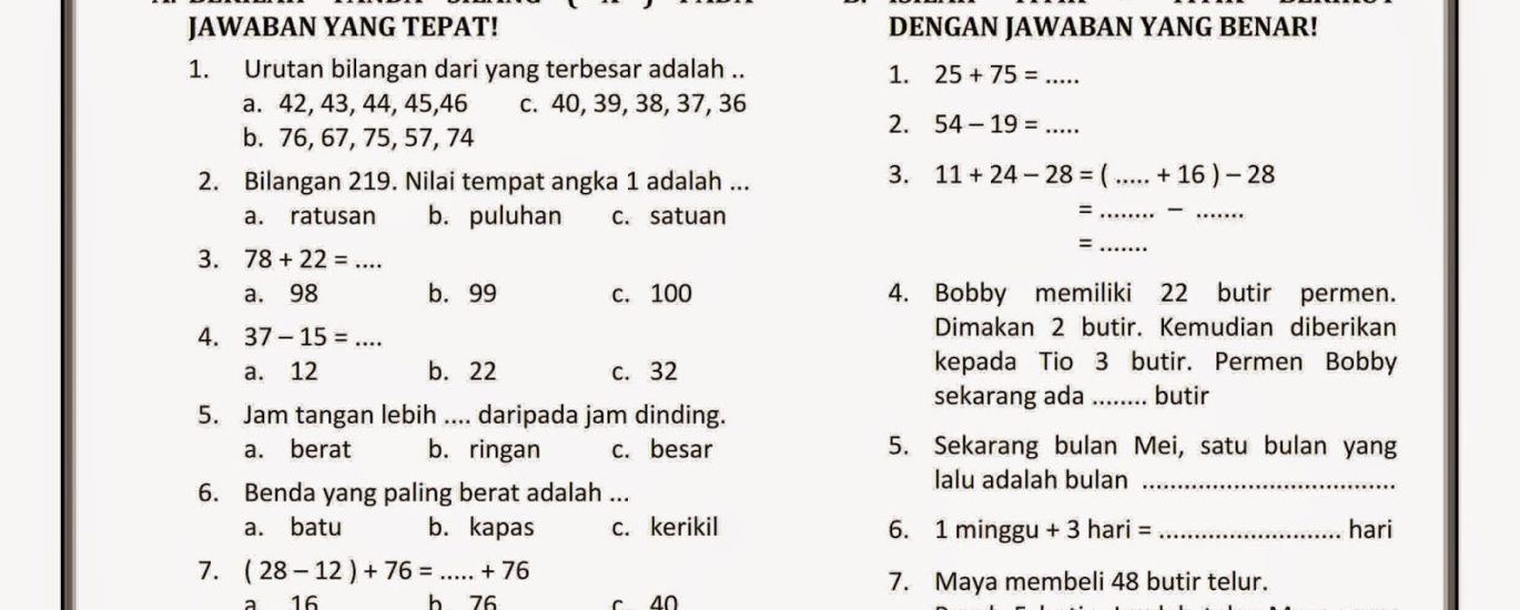 5 Bank Soal Kelas 4 SD Semester 1 Kurikulum 2013 STS 2026 Wajib Dicoba