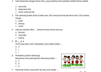 5 Contoh Soal Ulangan Semester 1 Kelas 2 SD Tema 4 Tahun 2026 Lengkap Kunci Jawaban