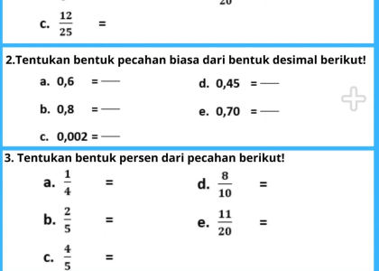 5 Soal Matematika Kelas 4 Pecahan Desimal yang Harus Dikuasai Sebelum STS 2026