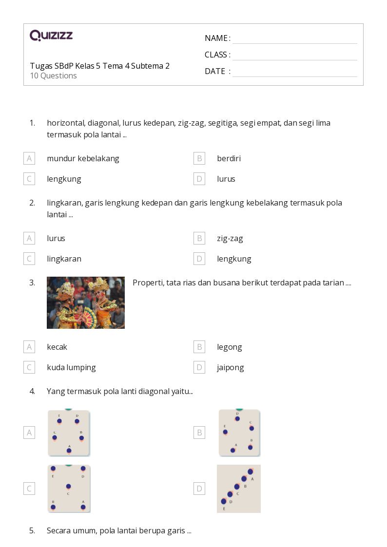 50 lembar kerja Menari untuk Kelas 5 di Quizizz Gratis Dapat Dicetak 50 lembar kerja Menari untuk Kelas 5 di Quizizz Gratis Dapat Dicetak