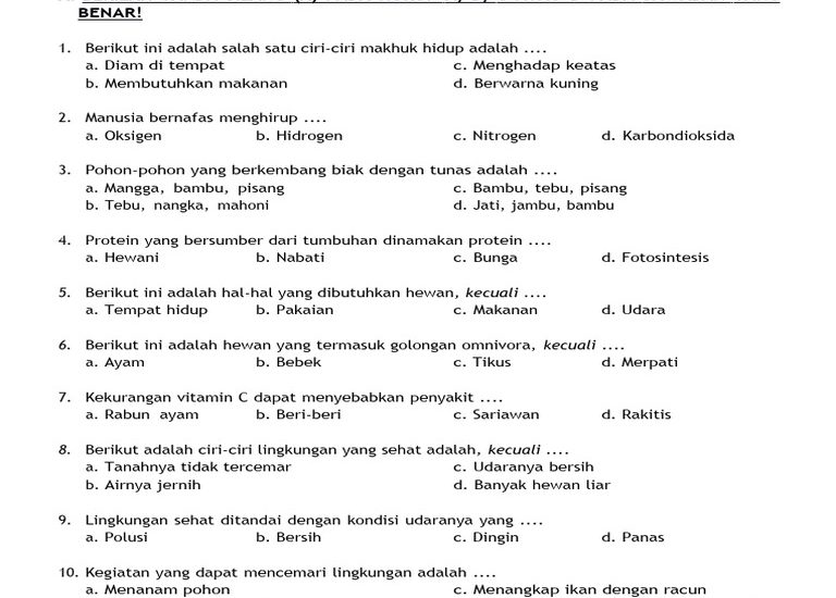 5 Contoh Kisi-Kisi Soal IPA Kelas 2 SD yang Wajib Diketahui Agar Anak Siap Hadapi Ujian