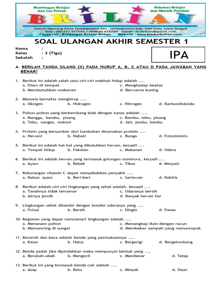 5 Contoh Kisi-Kisi Soal IPA Kelas 2 SD yang Wajib Diketahui Agar Anak Siap Hadapi Ujian