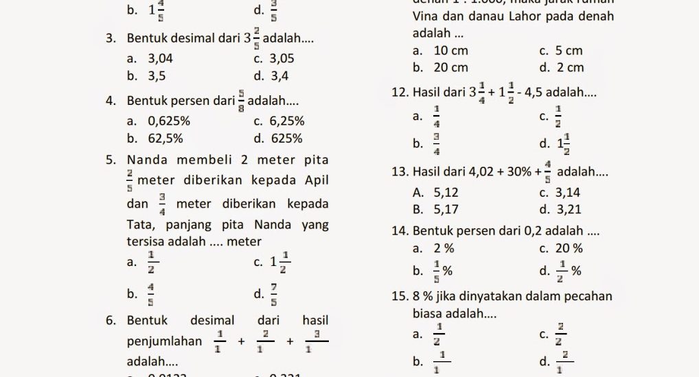 Akhirnya Tersedia 7 Lembar Soal Ulangan Matematika Kelas 5 Semester 2 Siap Cetak Tanpa Ribet