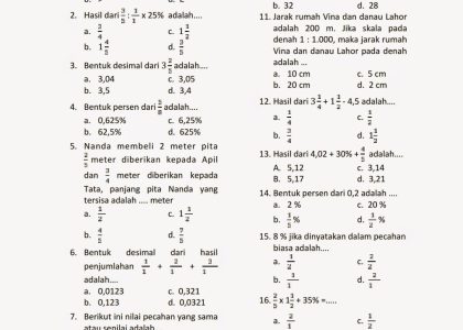 Akhirnya Tersedia 7 Lembar Soal Ulangan Matematika Kelas 5 Semester 2 Siap Cetak Tanpa Ribet