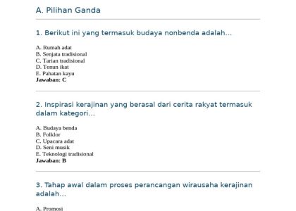 Akhirnya Terungkap 5 Contoh Soal Prakarya Kelas 10 Semester 2 dan Jawabannya yang Sering Muncul