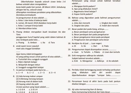 Kumpulan Soal UTS Kelas 4 SD Semester 2: 7 Soal yang Sering Bikin Siswa Terkecoh