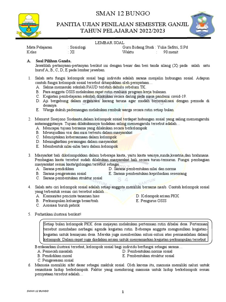 Sebelum Terlambat, Wajib Tahu 7 Contoh Soal Sosiologi Kelas X Semester 2 yang Sering Muncul