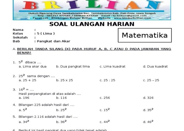 Wajib Tahu! Rumus dan Contoh Soal Akar Pangkat 2 Kelas 4 Lengkap