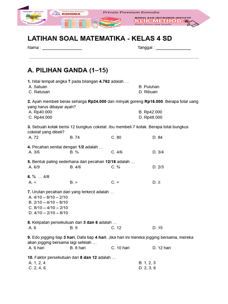 7 Cara Kuasai Segitiga Sama Kaki lewat latihan soal matematika kelas 4 sd kurikulum 2013