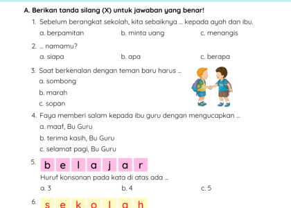 Akhirnya Ada Kumpulan Contoh Soal Mid Semester Kelas 1 Tema 2 Lengkap dengan Kunci Jawaban untuk Persiapan Ujian