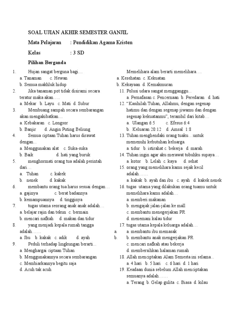 Akhirnya Superbook Bantu Latihan Soal SD Kelas 3 Semester 1 Pendidikan Agama Kristen