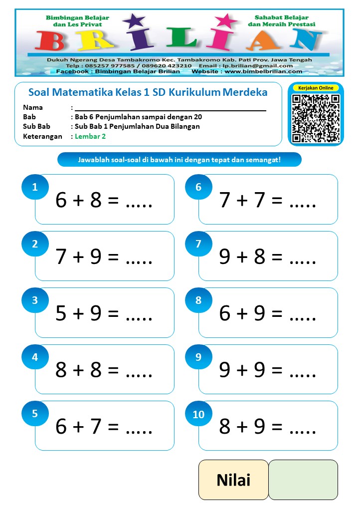 Akhirnya Tersedia Kumpulan Contoh Soal Mid Semester Kelas 1 SD Matematika yang Wajib Dipelajari Siswa Sebelum Ujian