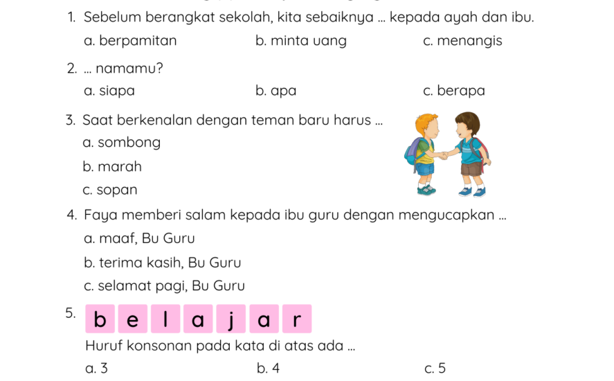 Ternyata Ini 5 Contoh Soal Mid Semester Kelas 1 SD yang Wajib Dilatihkan ke Si Kecil Sebelum Ujian