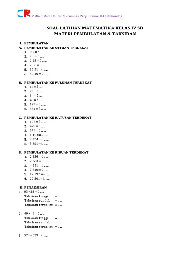 Ternyata Ini Rahasia Jitu Latihan Soal Matematika Kelas 4 Pembulatan yang Sering Terlewat Agar Anak Cepat Paham