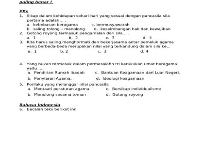 contoh soal mid semester kelas 5 tema 1