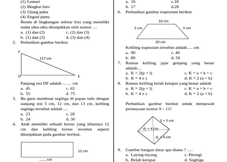 Contoh Kisi Soal Matematika Kelas 5 Semester 2 K13 Ternyata Segampang Ini, Wajib Tahu 7 Pola Soalnya