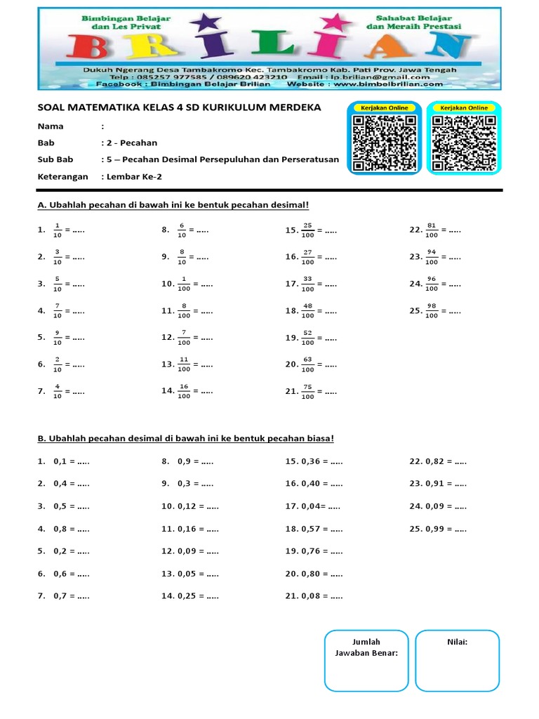 Rahasia Latihan Soal Matematika Kelas 4 SD Semester 2 Pecahan_pdf Kuasai Skor Liga 1