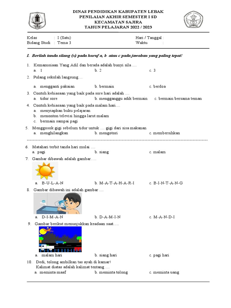 Wajib Tahu Bocoran Soal UAS 1 Kelas 1 Tema 3 Agar Nilai Anak Langsung Melonjak Tinggi